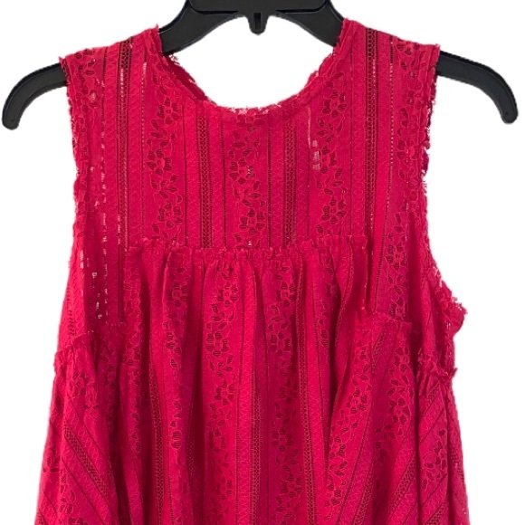 FREE PEOPLE Ruby Red Tu-Es-La Lace Mini Dress Size Extra Small - Picture 9 of 14